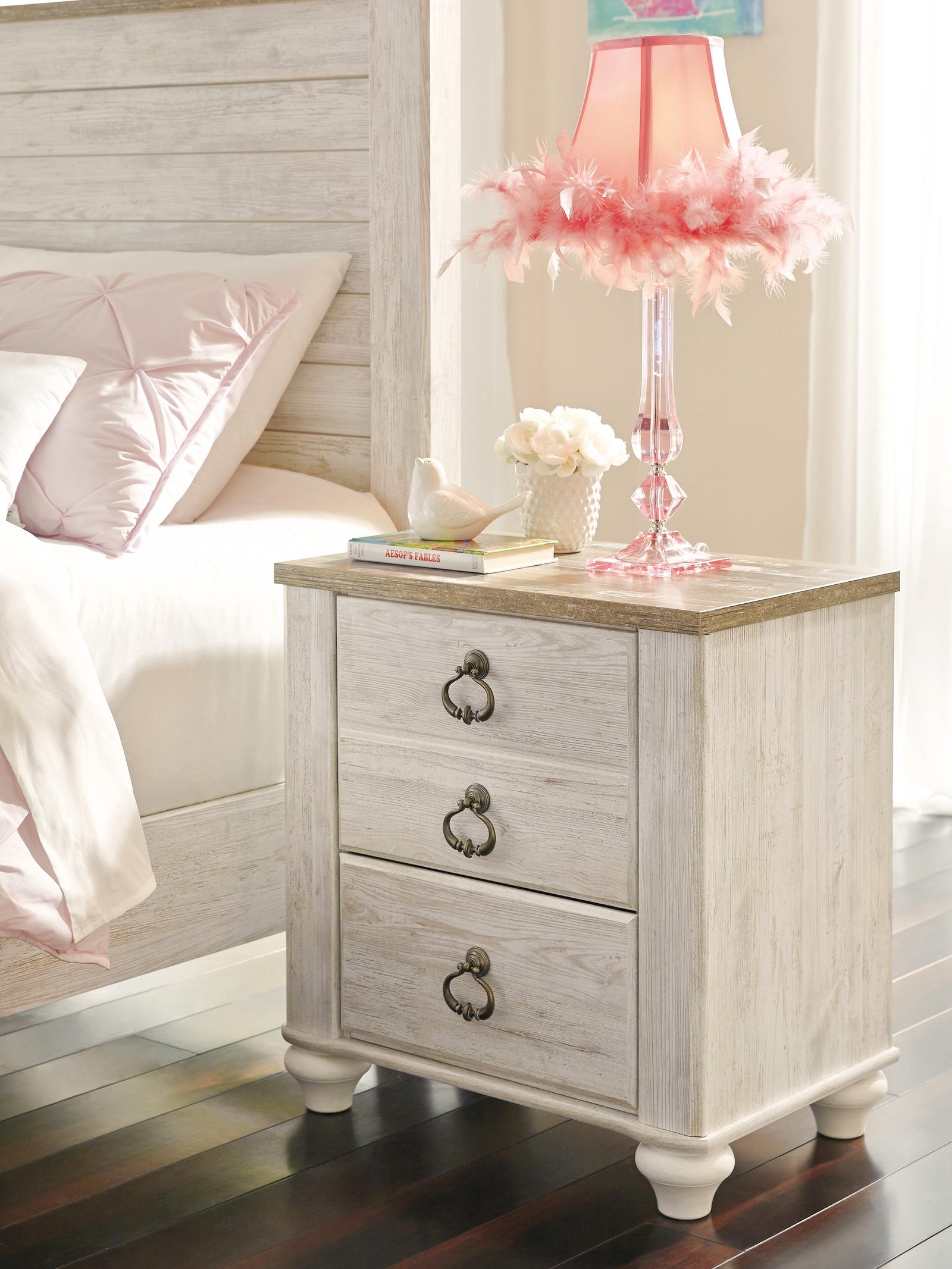 Willowton Nightstand - Whitewash (B267-SI) - Image 3