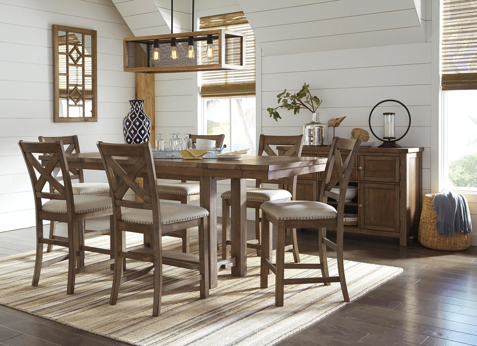 Moriville Counter Height Extension Table and 8 Barstools (D631-SI) - Image 9