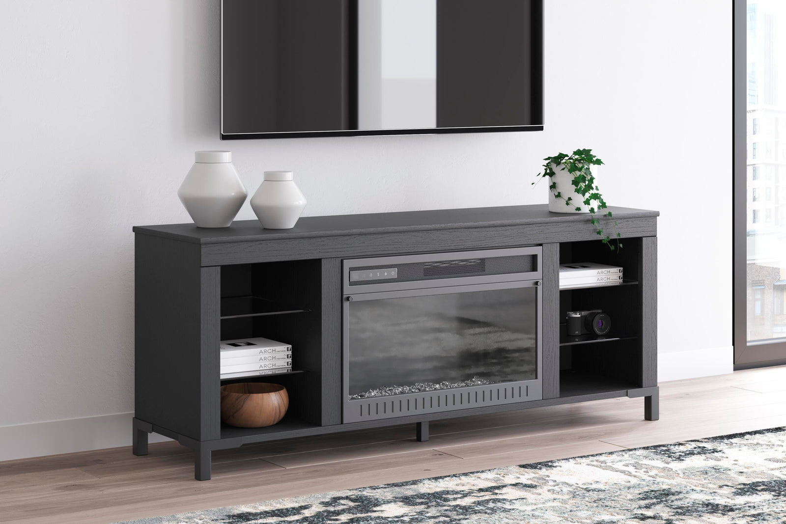 Cayberry 60 TV Stand with Electric Fireplace (W2721-SI) - Image 11