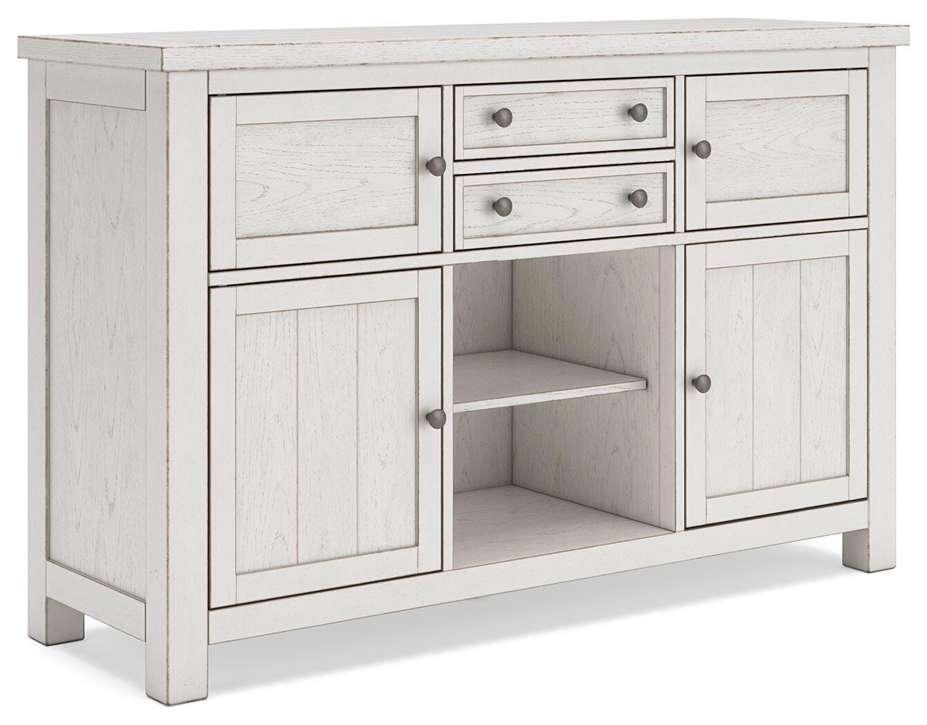 Robbinsdale Counter Height Dining Table, 2 Barstools, Bench and Server (D642-SI) - Image 19