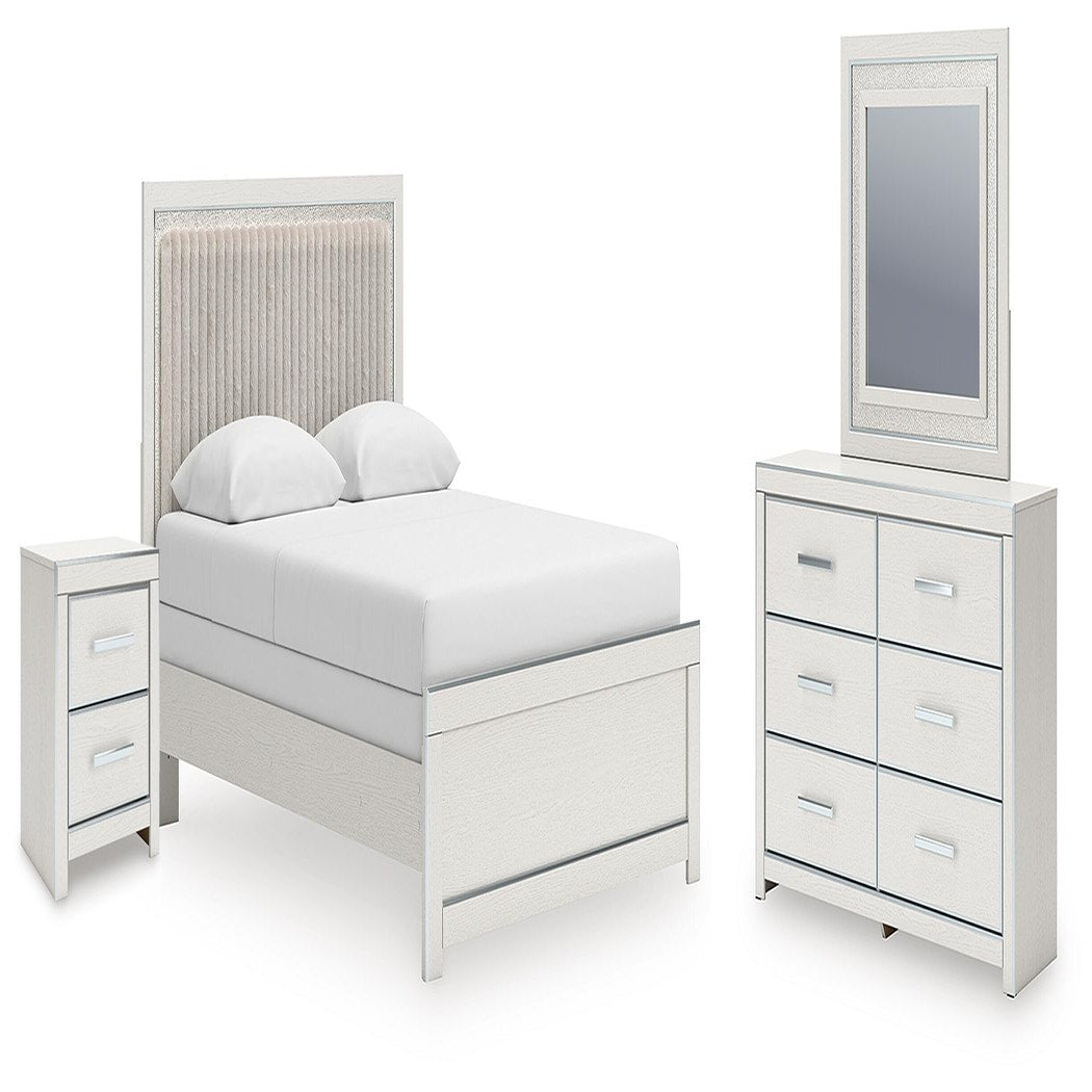 Zuraleus Queen Upholstered Panel Bed, Dresser, Mirror and Nightstand (PCB3381-SI)