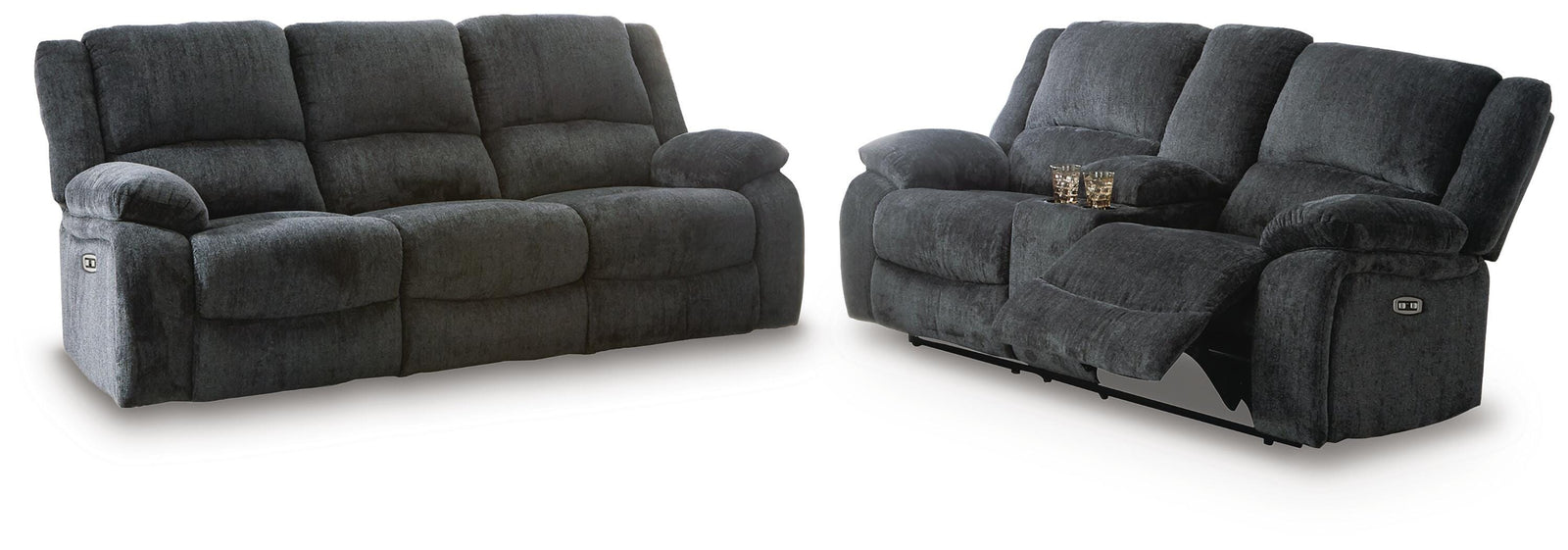 Draycoll Power Reclining Sofa and Loveseat (76504-SI)
