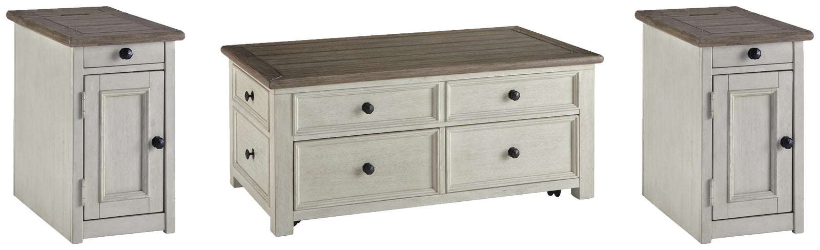 Bolanburg Coffee Table and 2 Chairside End Tables - Two-tone (T637-SI)