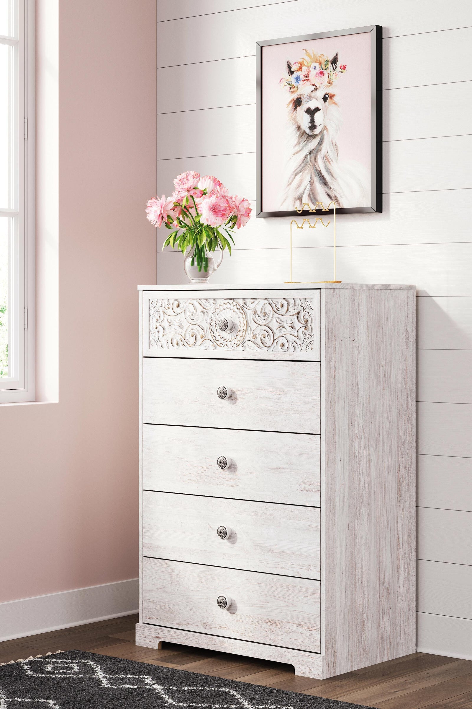 Paxberry Chest of Drawers - Whitewash (EB1811-SI) - Image 9