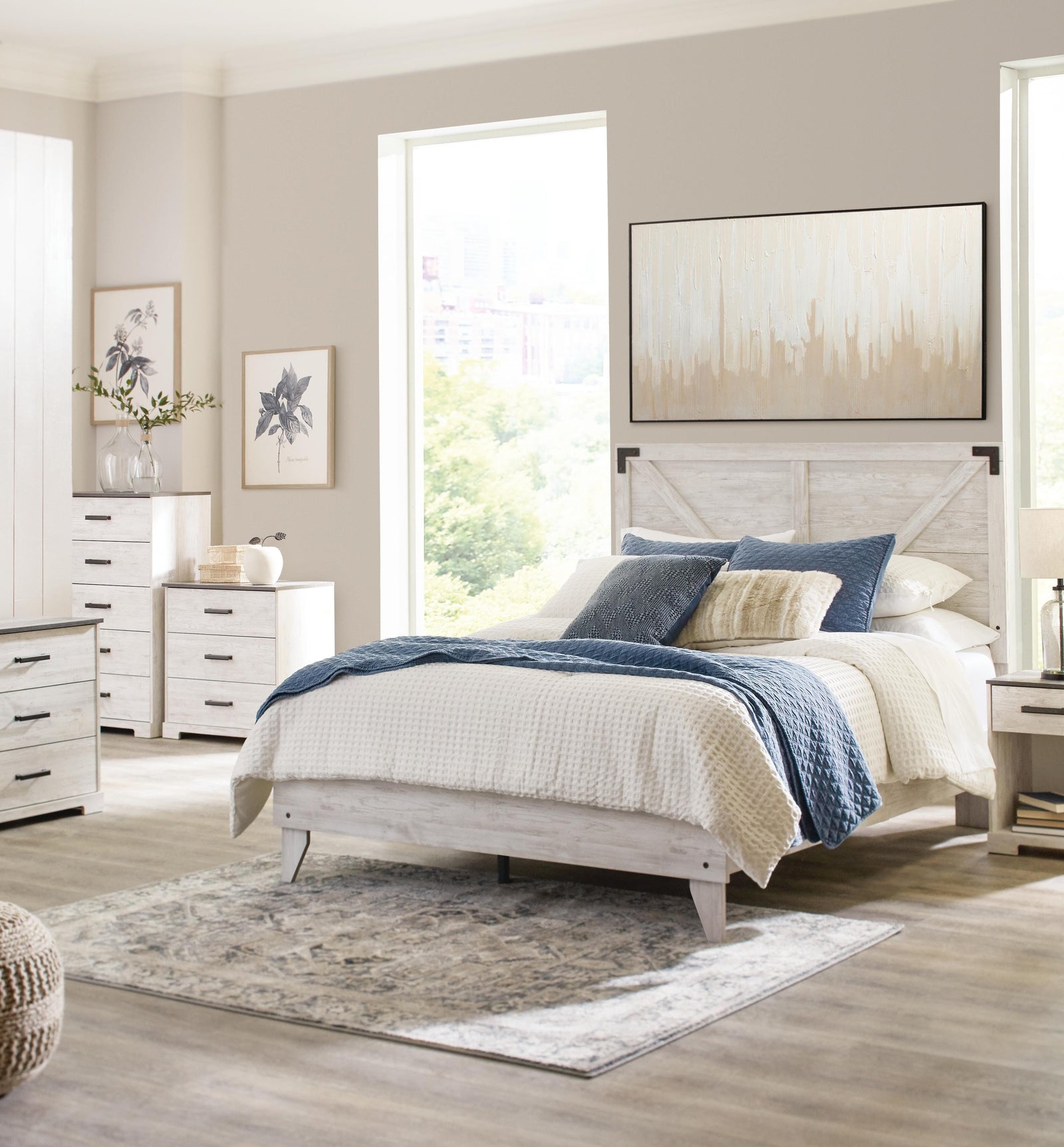 Shawburn Crossbuck Panel Platform Bed - White/Dark Charcoal Gray (EB4121-SI) - Image 6