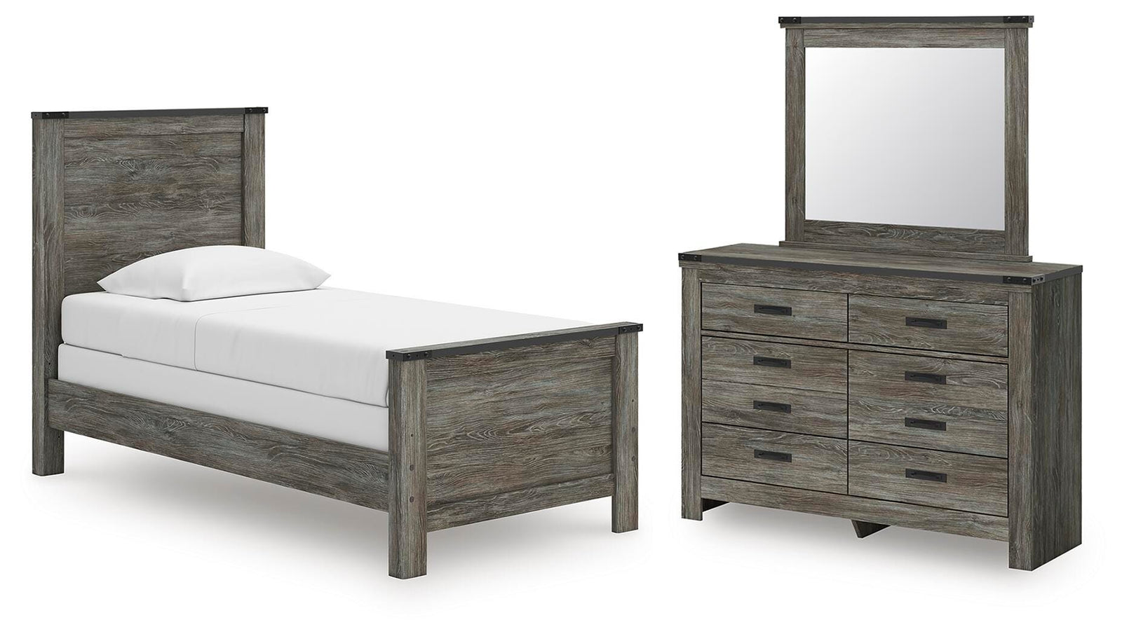 Frandern Panel Bed, Dresser and Mirror (B4480-SI)