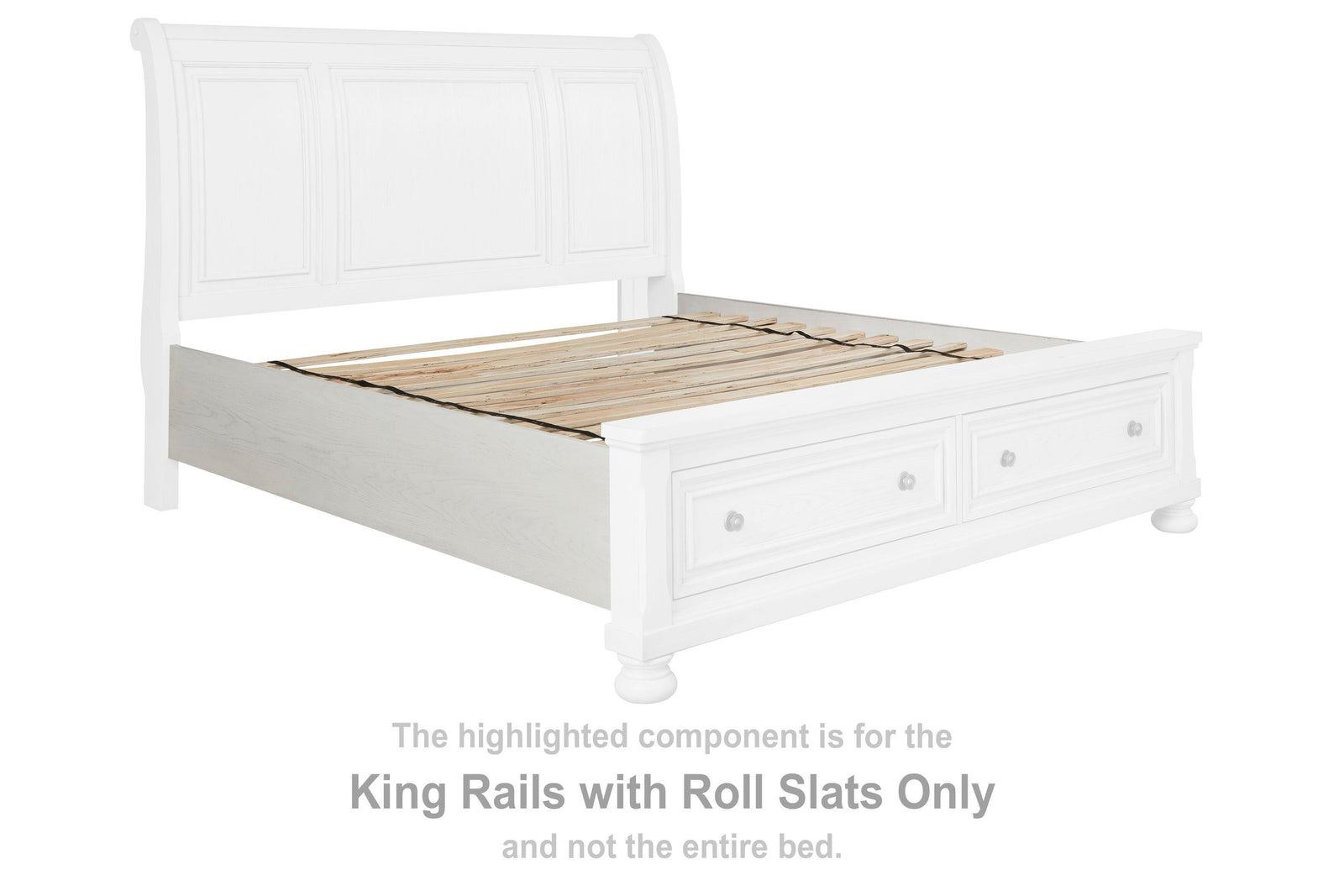 Robbinsdale Rails with Roll Slats - Antique White (B742-SI) - Image 2