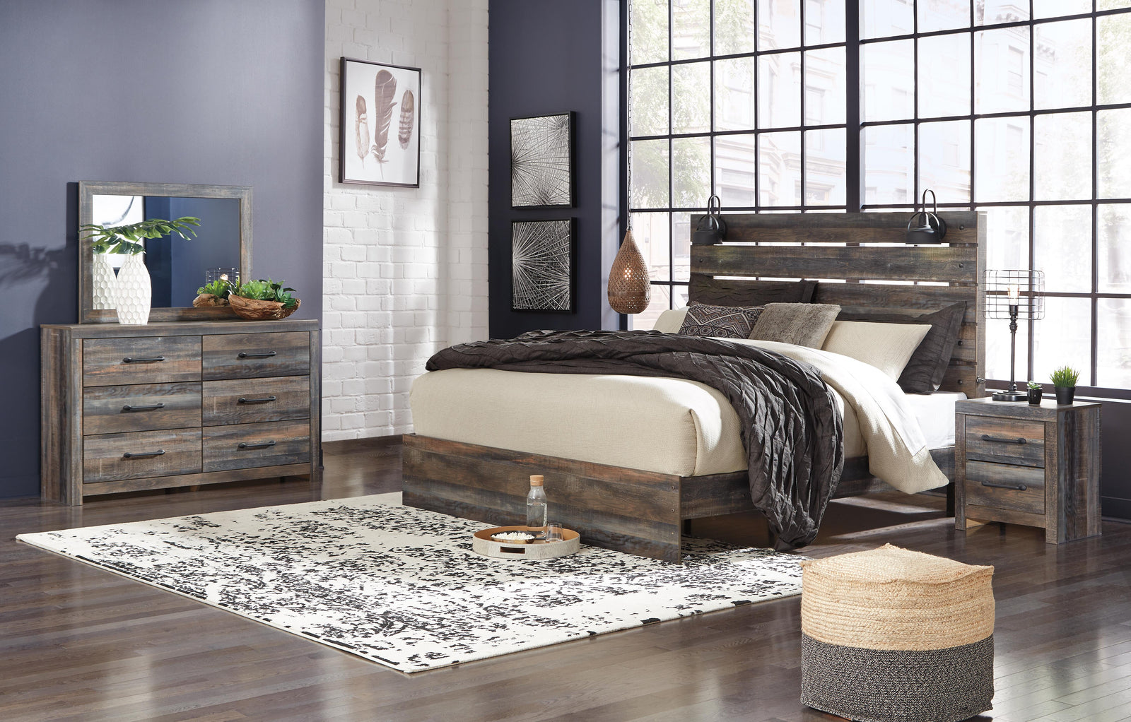 Drystan Panel Bed, Dresser, Mirror, and Nightstand - Multi (B211-SI) - Image 8