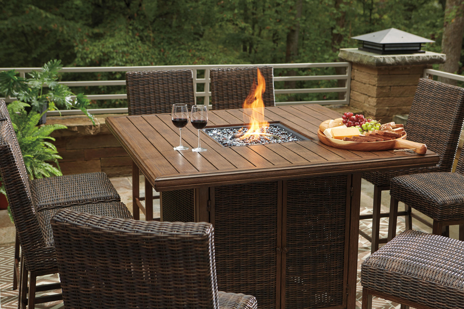 Paradise Trail Outdoor Counter Height Dining Table with 6 Barstools (P750-SI) - Image 11
