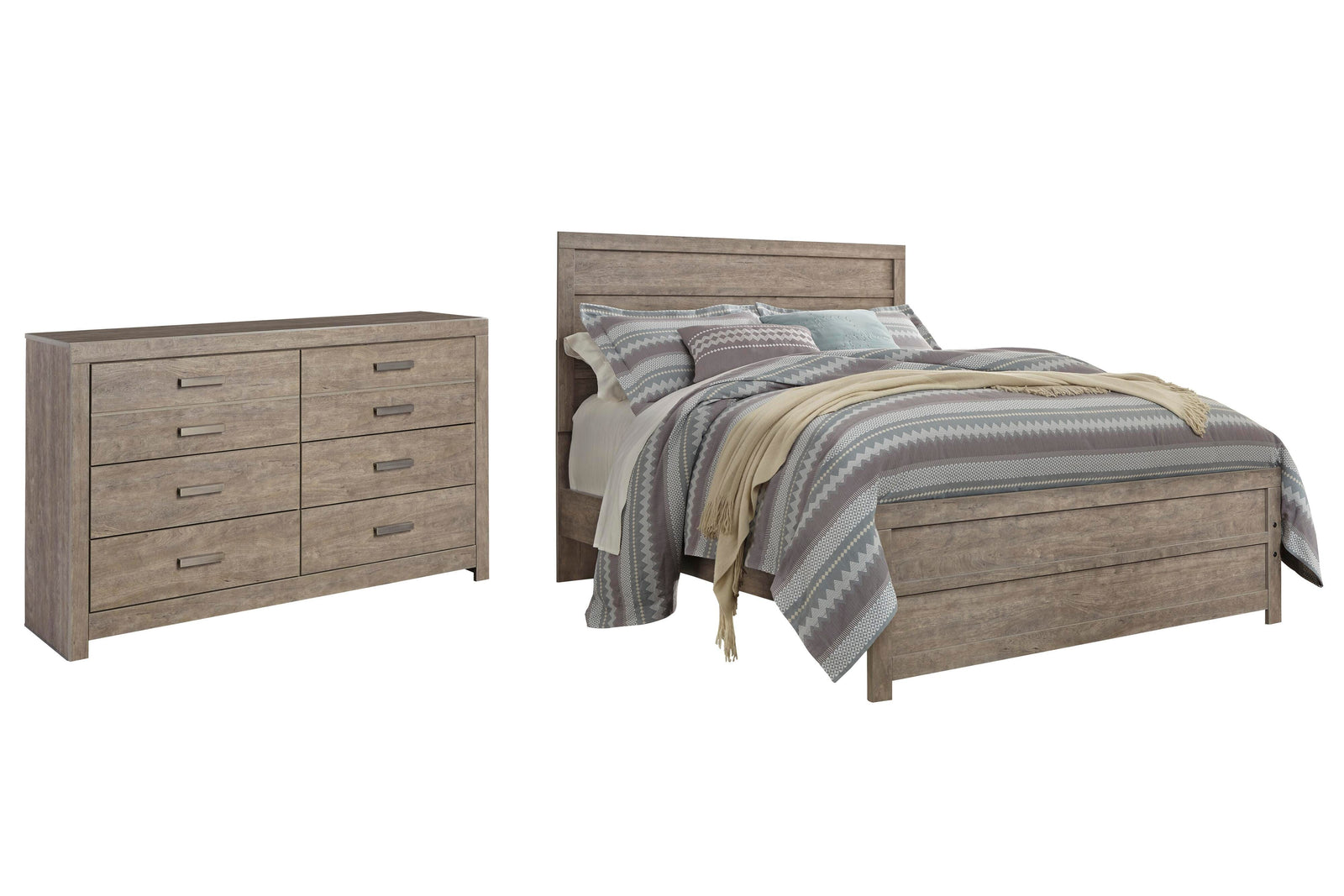 Culverbach Panel Bed and Dresser - Gray (B070-SI)