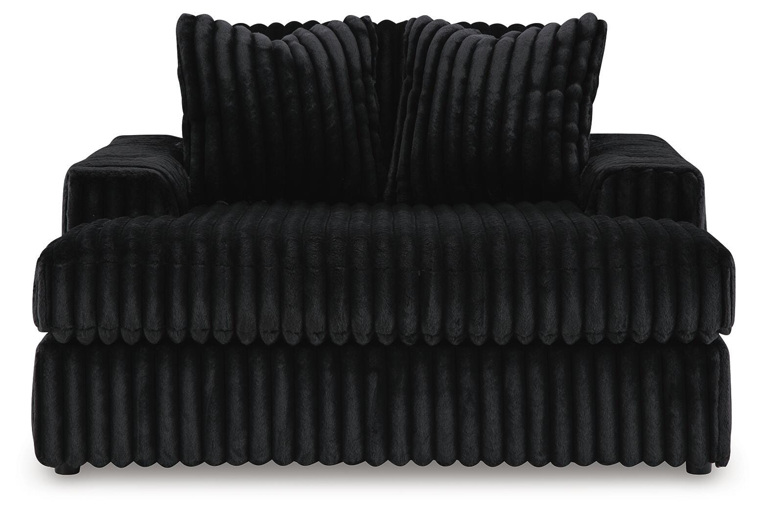 Midnight-Madness 3-Piece Sectional, Chaise and Oversized Accent Ottoman (98103-SI) - Image 2