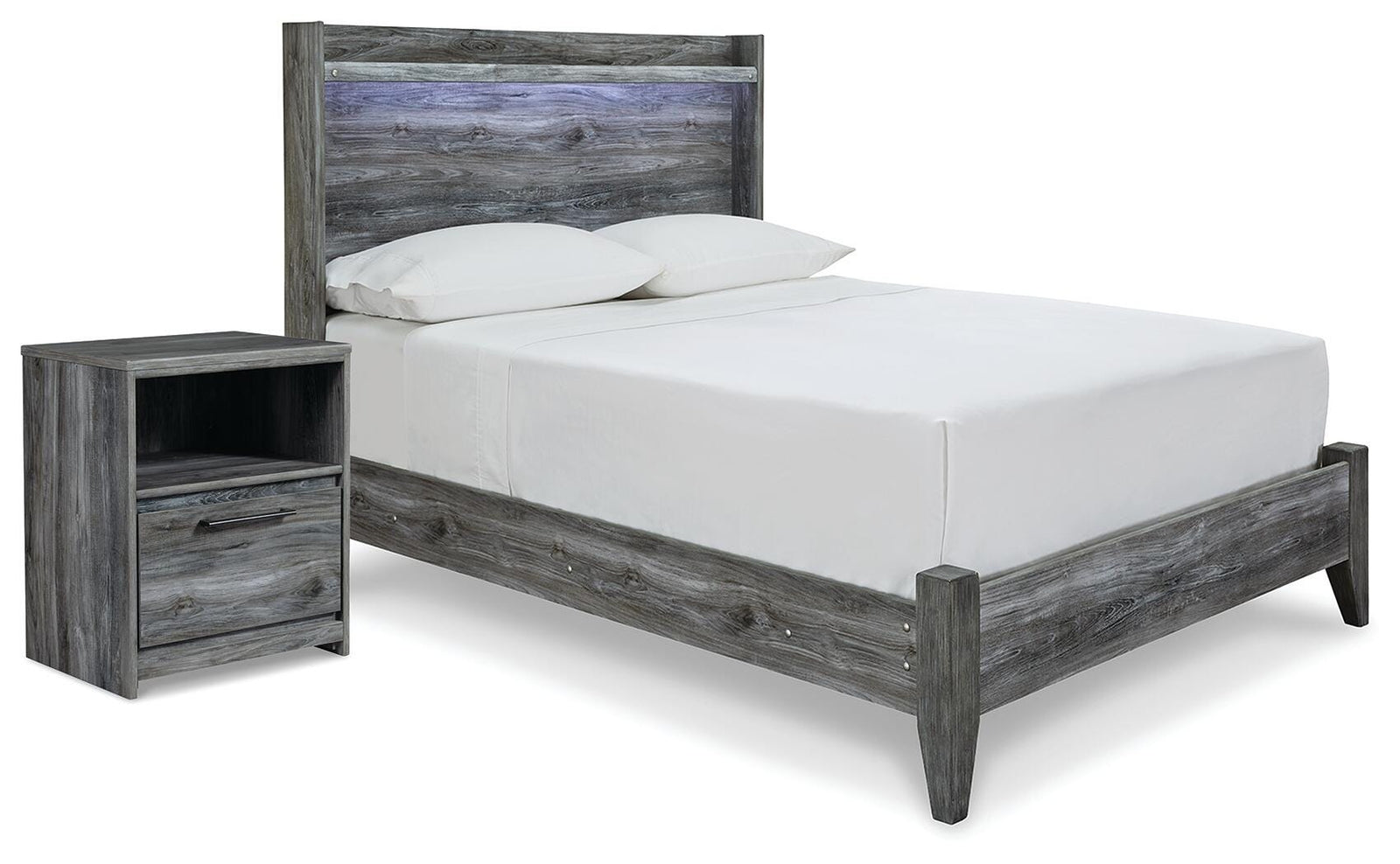 Baystorm Panel Bed and Nightstand - Gray (B221-SI)