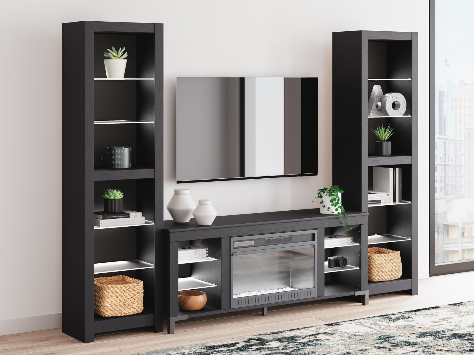 Cayberry 3-Piece Entertainment Center with Electric Fireplace (W2721-SI) - Image 10