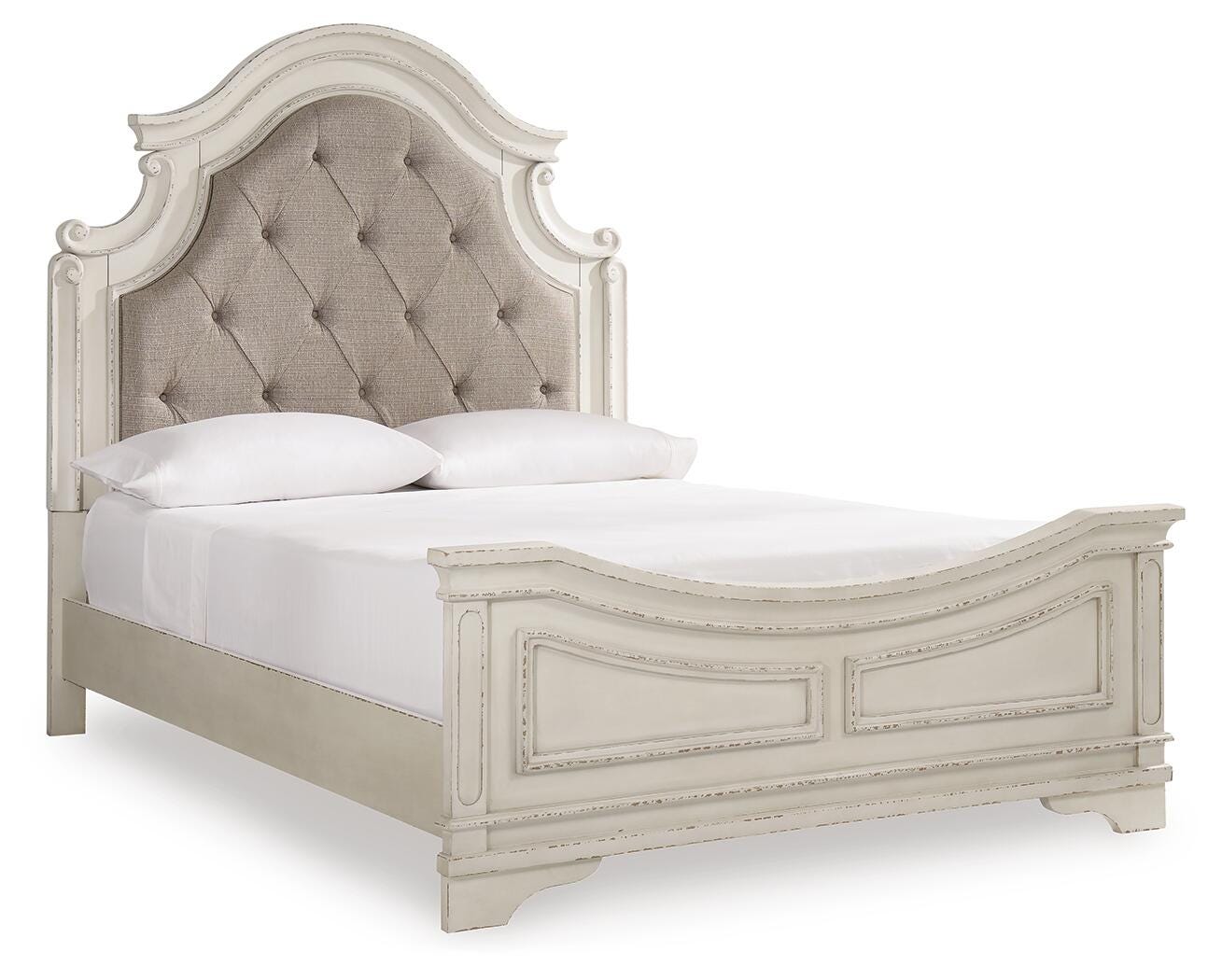 Realyn Upholstered Panel Bed, Dresser, Mirror and 2 Nightstands - Two-tone (B743-SI) - Image 4