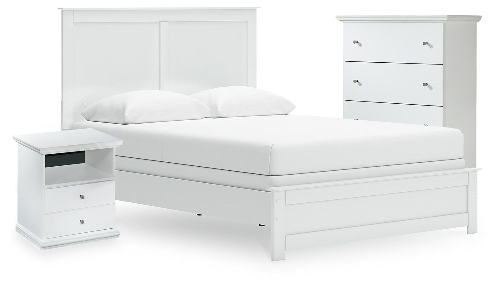 Bostwick Shoals Panel Bed, Cheat and Nightstand - White (B139-SI)