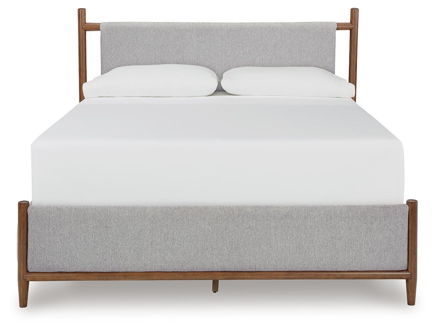 Lyncott Upholstered Bed, Dresser and Mirror - Brown (B615-SI) - Image 7