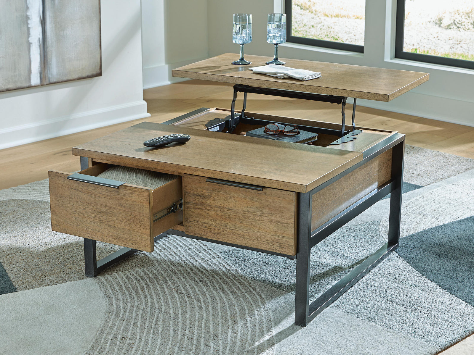 Montia Lift-Top Coffee Table - Light Brown (T602-SI) - Image 7