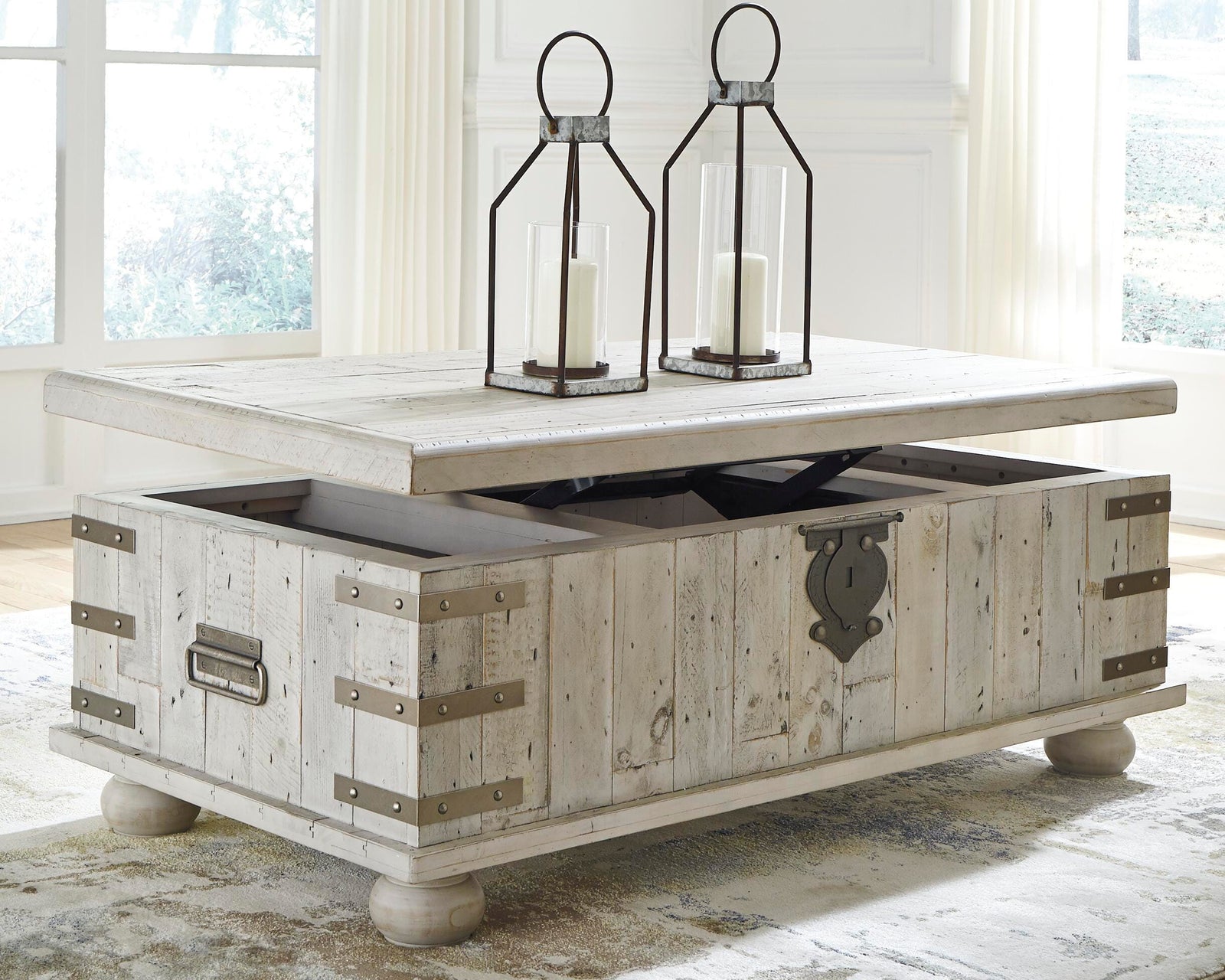 Carynhurst Coffee Table with Lift Top - White Wash Gray (T757-SI) - Image 4