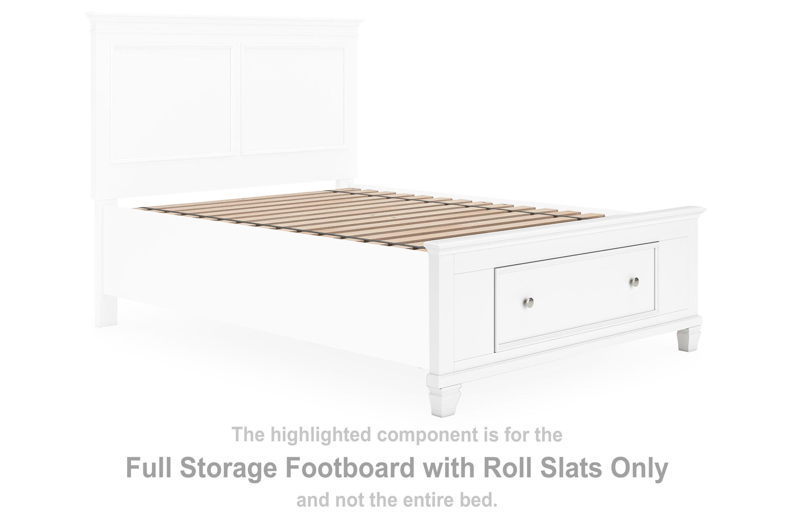 Fortman Storage Footboard with Roll Slats - White (B680-SI) - Image 4
