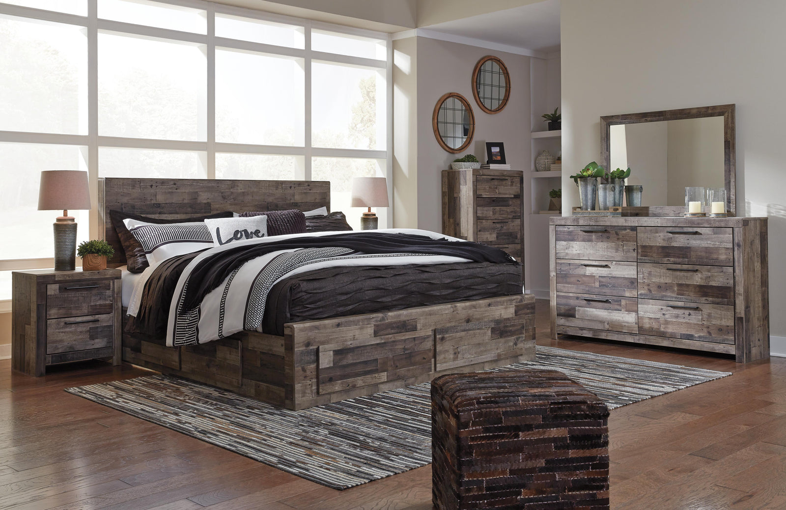 Derekson Panel Bed with 4 Storage Drawers - Multi Gray (B200-SI) - Image 6