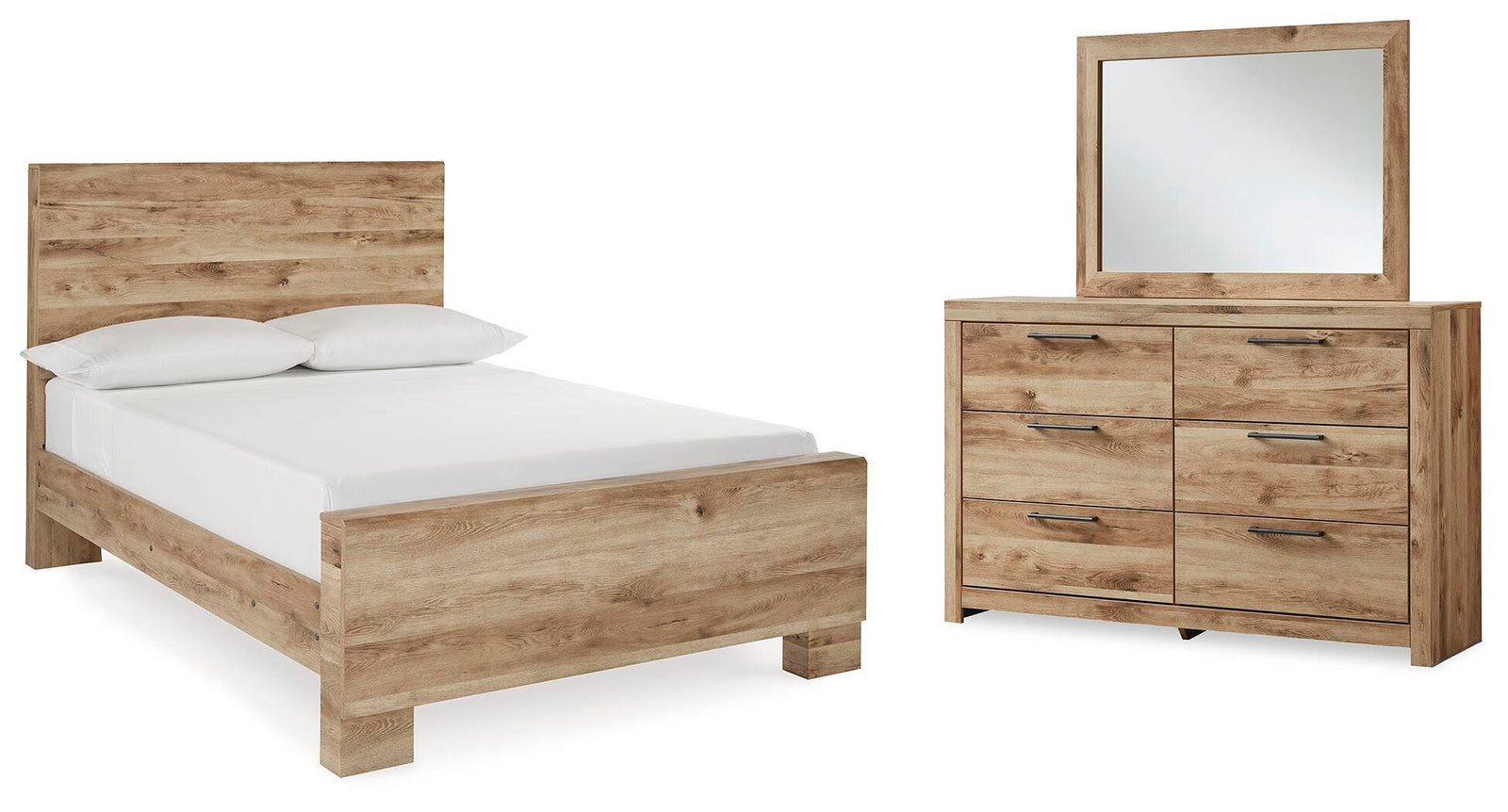Hyanna Panel Bed, Dresser and Mirror - Tan Brown (B1050-SI)