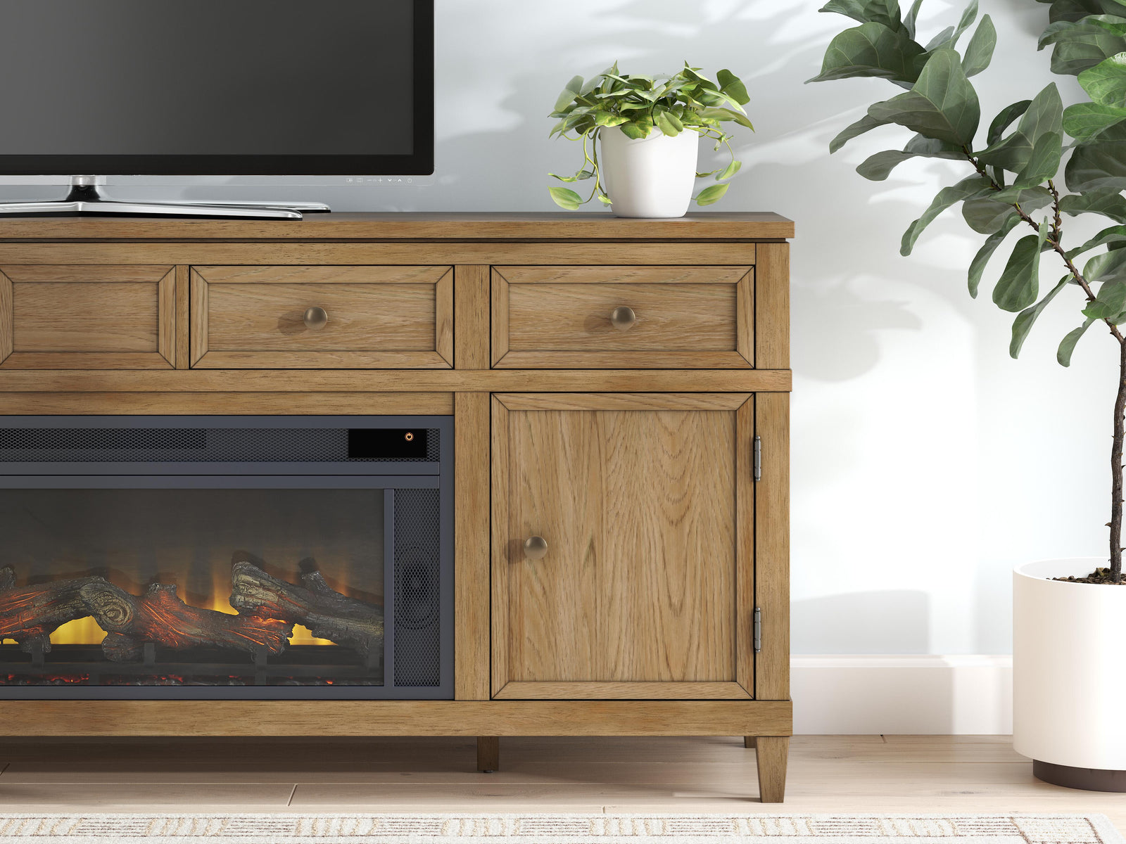 Sharlance 81 TV Stand with Electric Fireplace (W655-SI) - Image 4