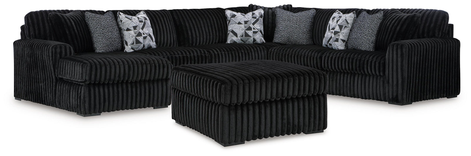 Midnight-Madness 4-Piece Sectional and Ottoman (98103-SI)