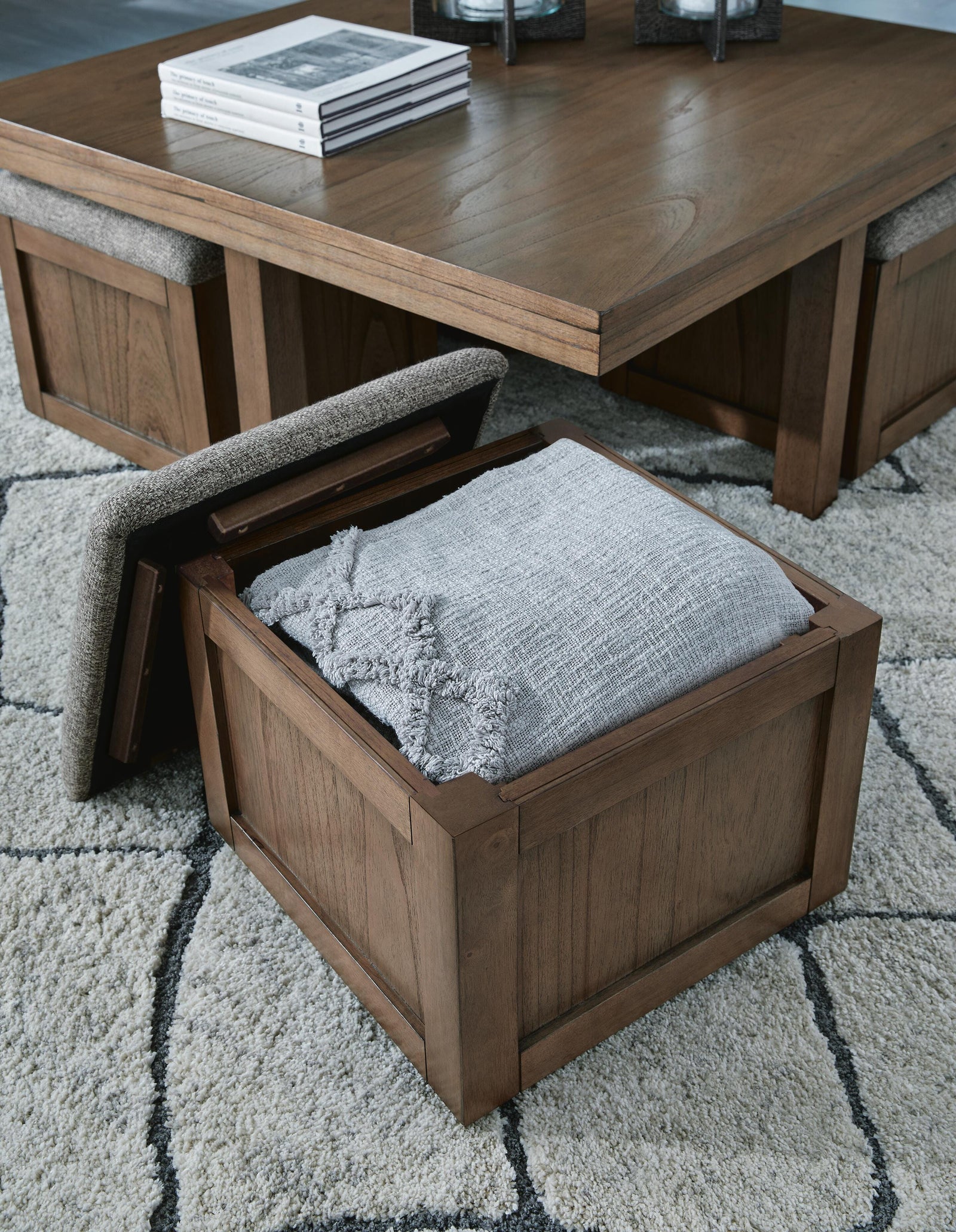 Boardernest Coffee Table with 4 Stools - Brown (T738-SI) - Image 6