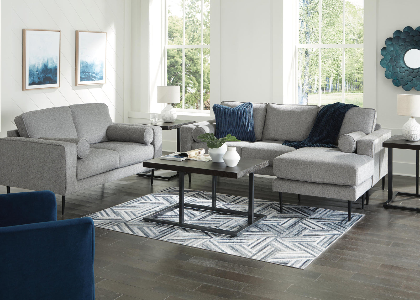 Hazela Sofa Chaise and Loveseat (41102-SI) - Image 4