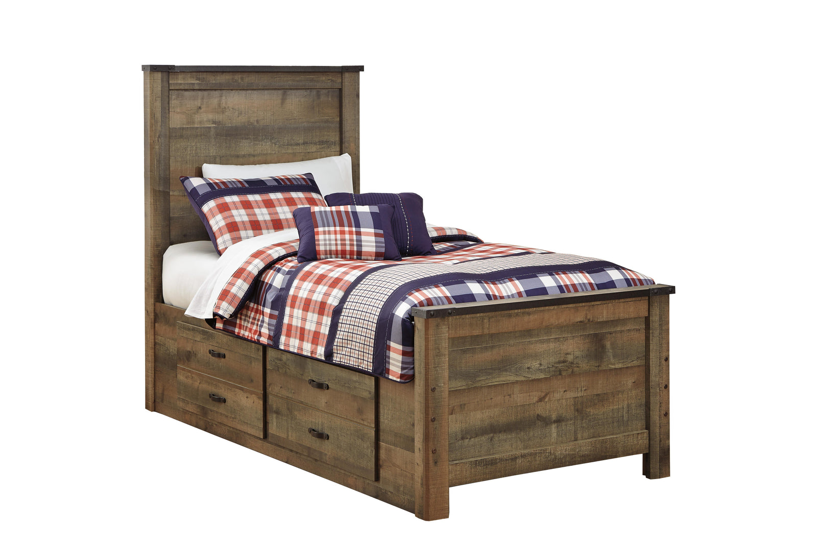 Trinell Panel Bed with 2 Storage Drawers (Youth) - Brown (B446-SI)