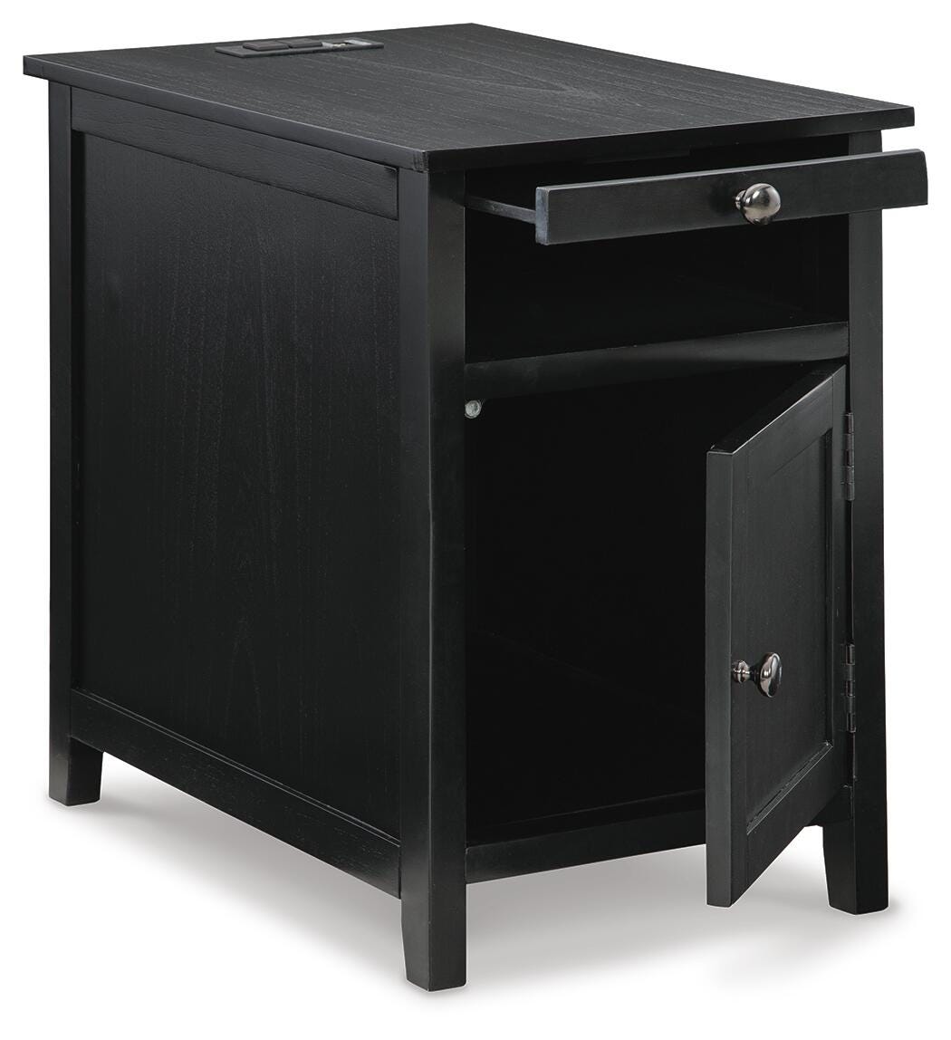 Treytown Chairside End Table - Black (T300-SI) - Image 2