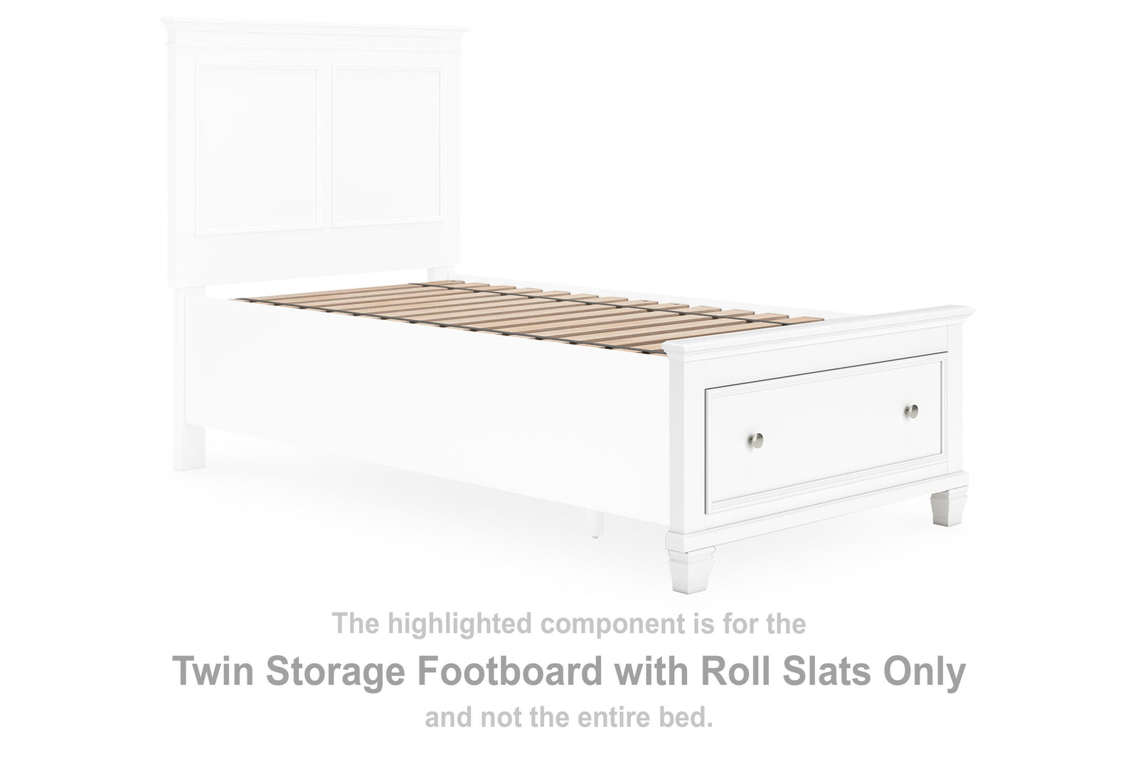 Fortman Storage Footboard with Roll Slats - White (B680-SI) - Image 3
