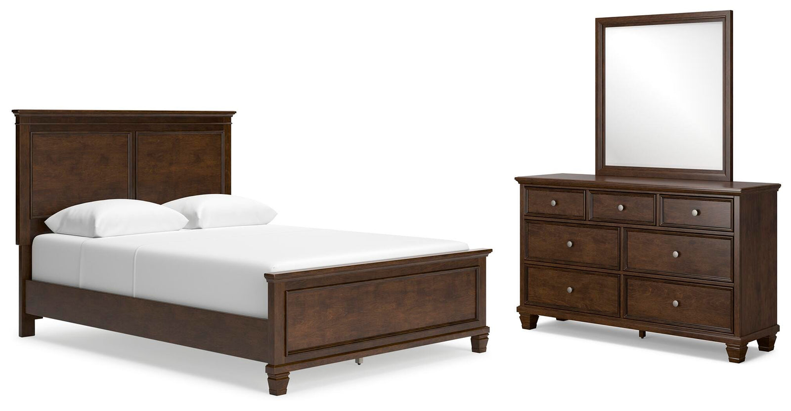 Danabrin Panel Bed, Dresser and Mirror - Brown (B685-SI)