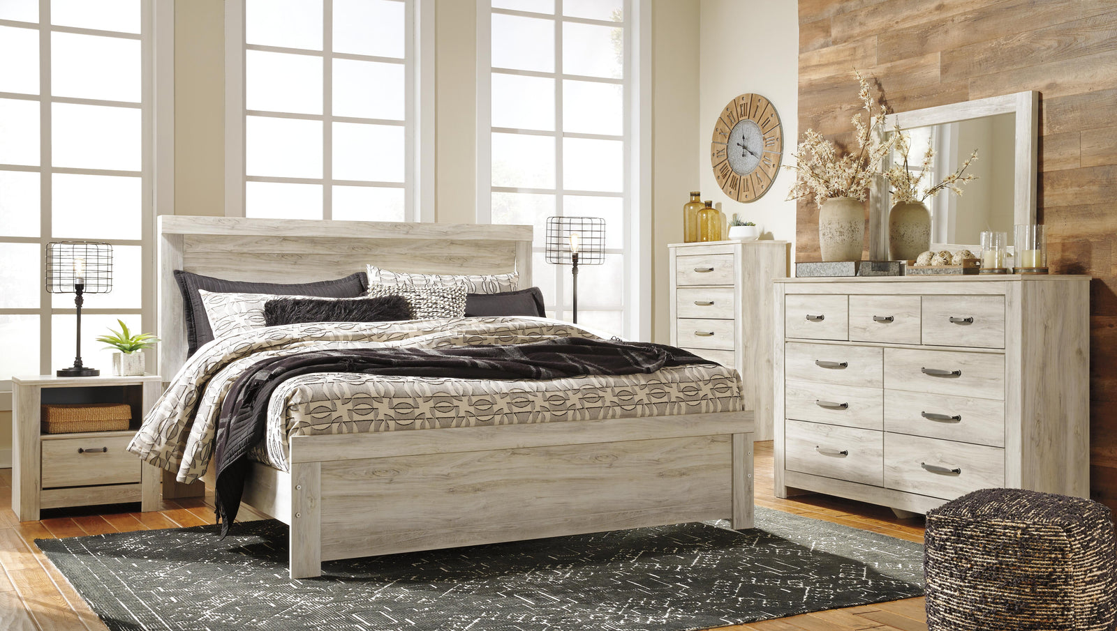 Bellaby Panel Bed, Dresser, Mirror, Chest and 2 Nightstands - Whitewash (B331-SI) - Image 10