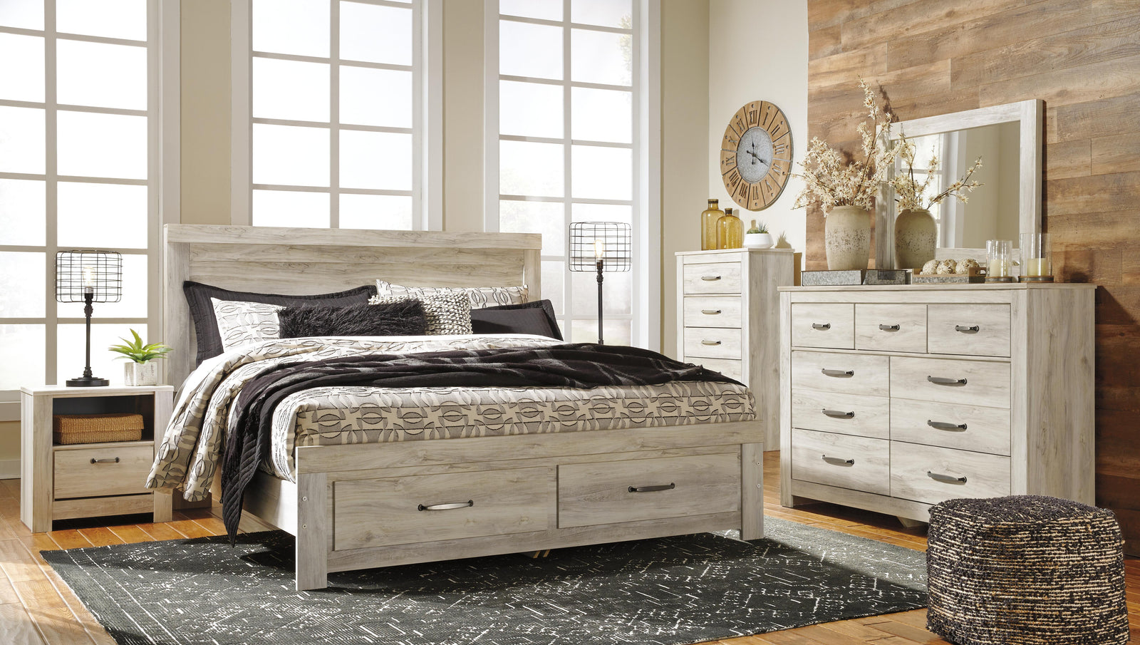 Bellaby Storage Bed, Dresser, Mirror, Chest and 2 Nightstands - Whitewash (B331-SI) - Image 9
