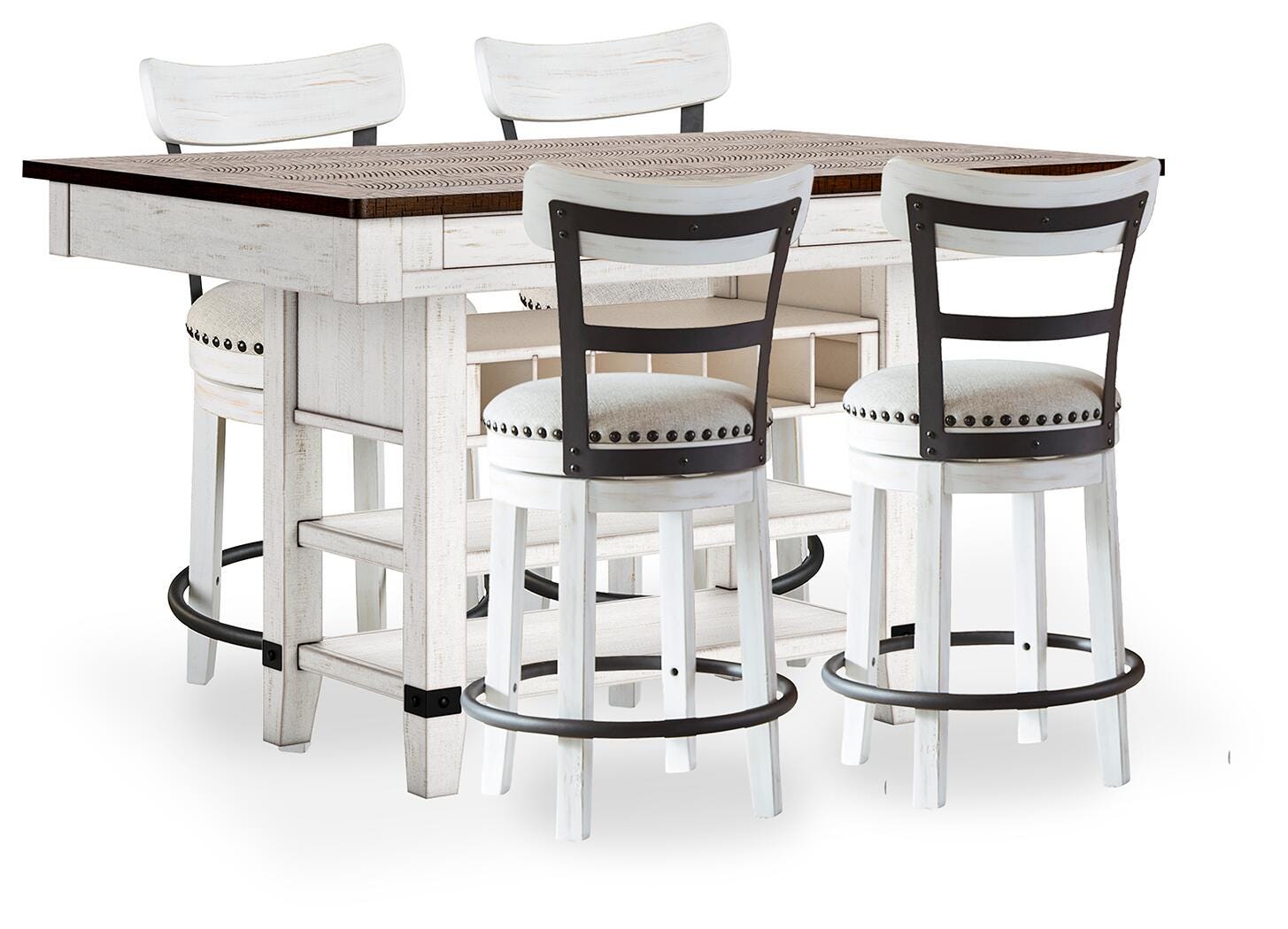 Valebeck Counter Height Dining Table and 4 Barstools (D546-SI)