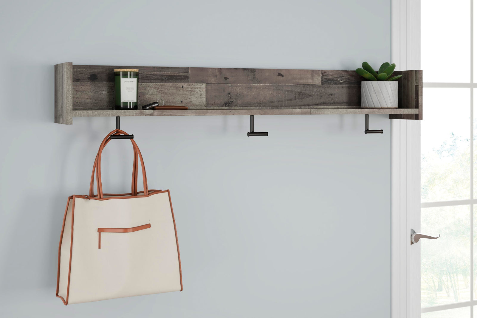 Neilsville Wall Mounted Coat Rack with Shelf (EA2120-SI) - Image 7