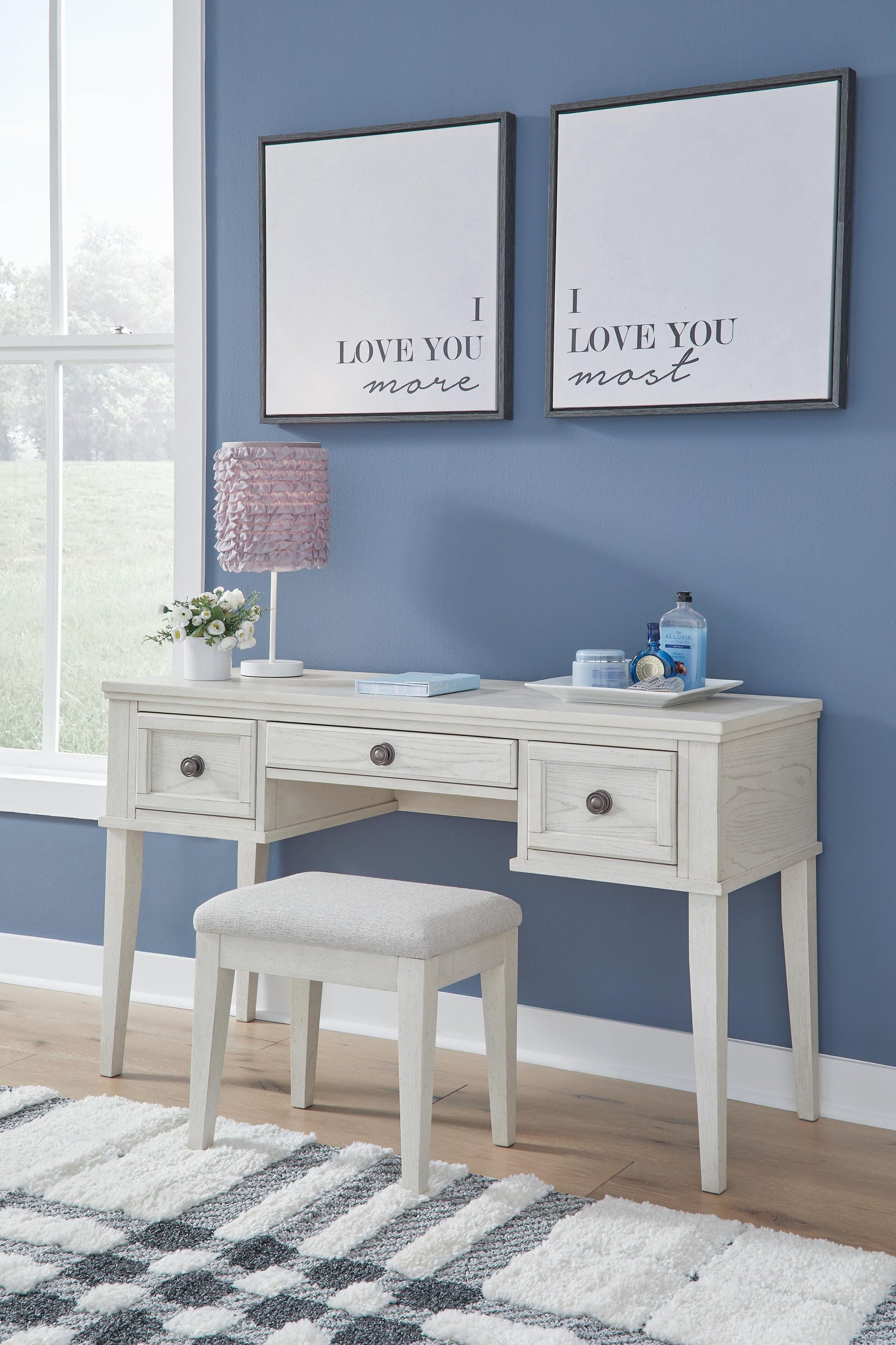 Robbinsdale Vanity with Stool (Youth) - Antique White (B742-SI)