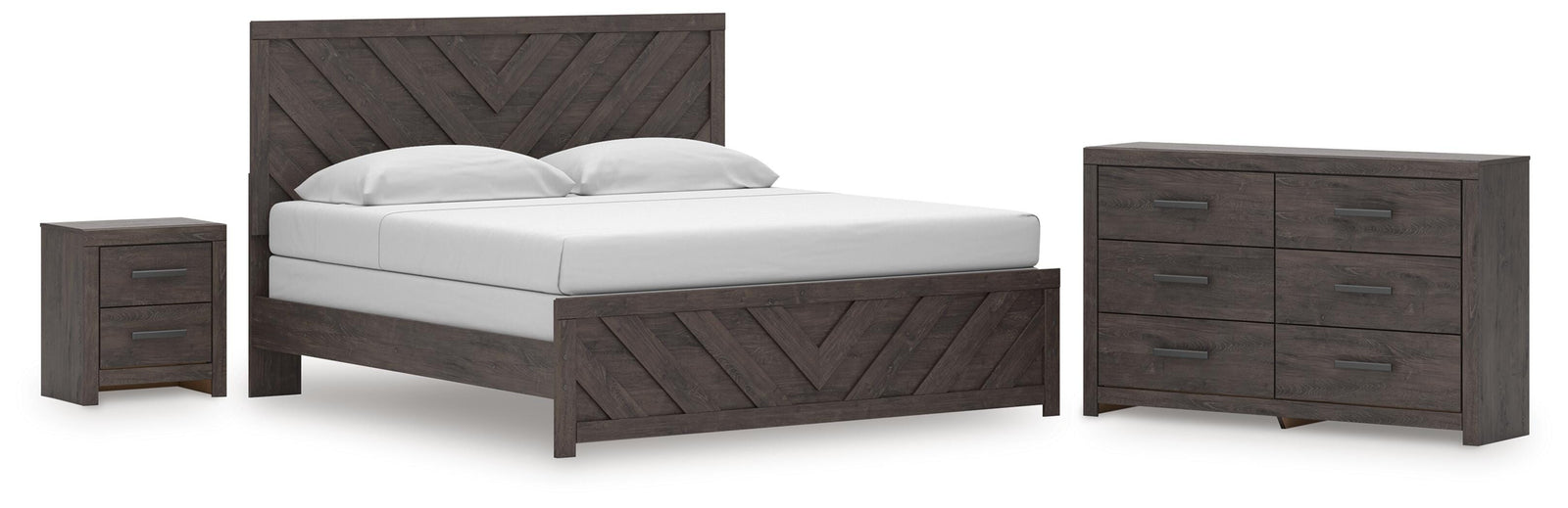 Prendonea Panel Bed, Dresser and Nightstand (B3789-SI)