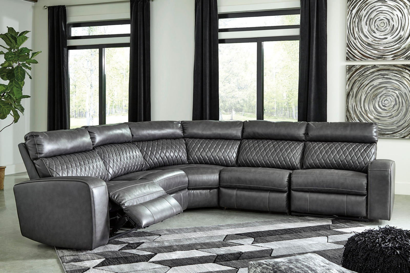 Samperstone 5-Piece Power Reclining Sectional (55203-SI) - Image 3