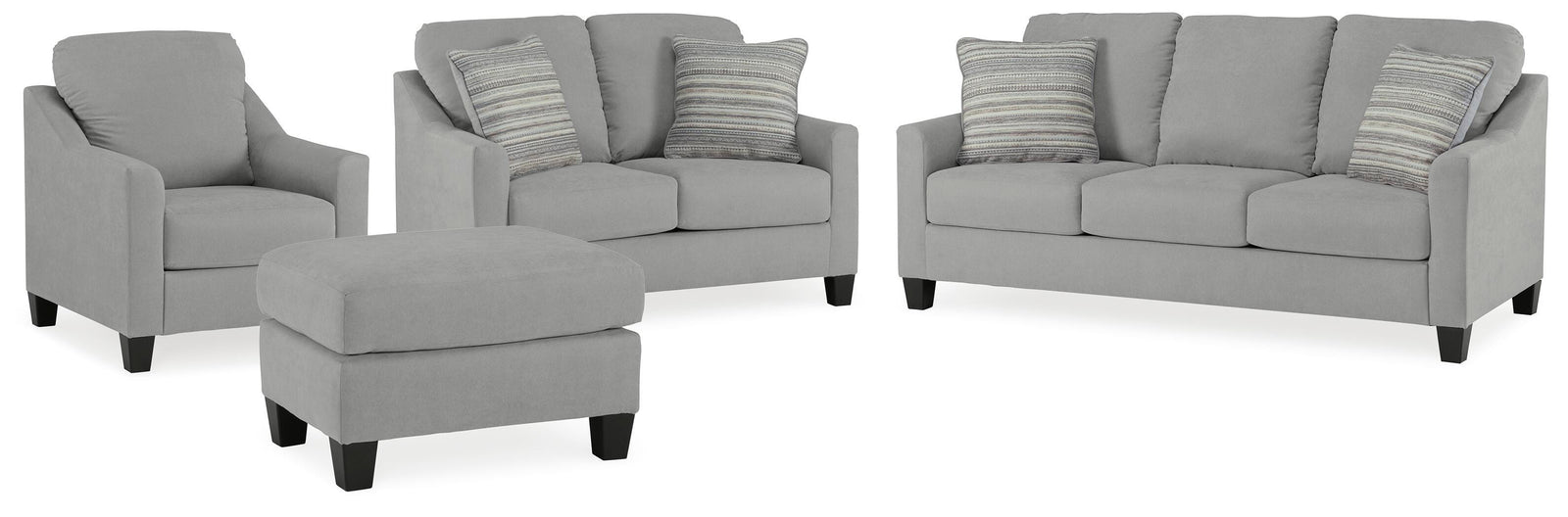 Adlai Sofa, Loveseat, Chair and Ottoman (30103-SI)
