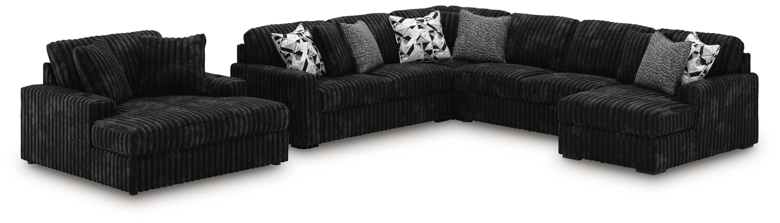 Midnight-Madness 4-Piece Sectional and Oversized Chaise (98103-SI)