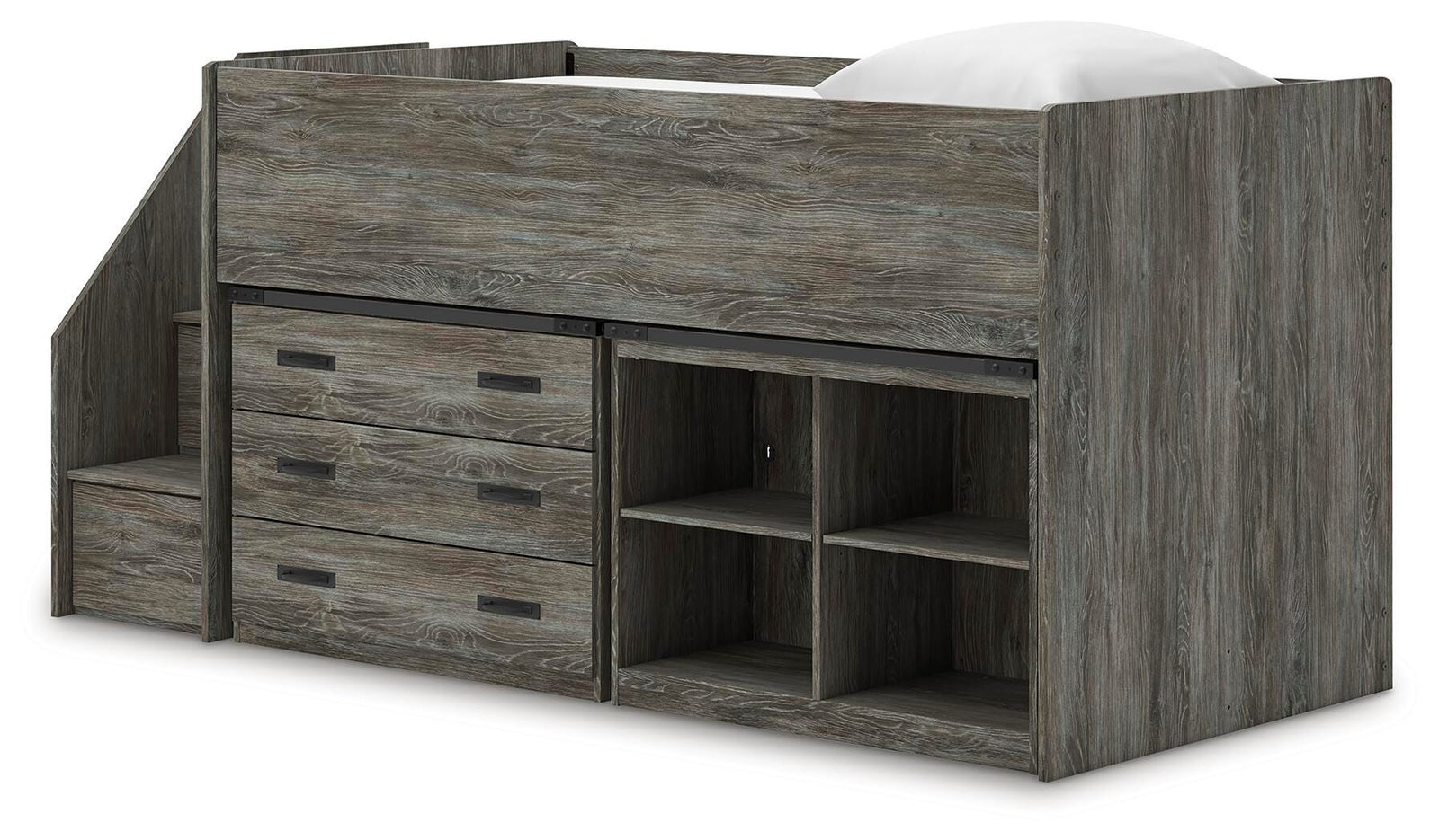 Frandern Loft Bed with Bookcase and Drawer Storage (Youth) - Gray (B4480-SI) - Image 4
