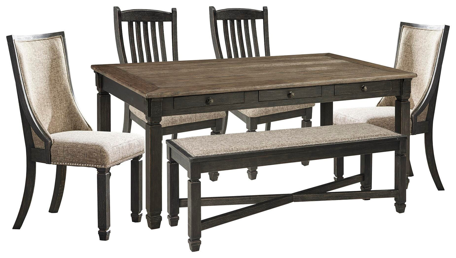Tyler Creek Dining Table with 4 Chairs and Bench (D736-SI) - Image 2