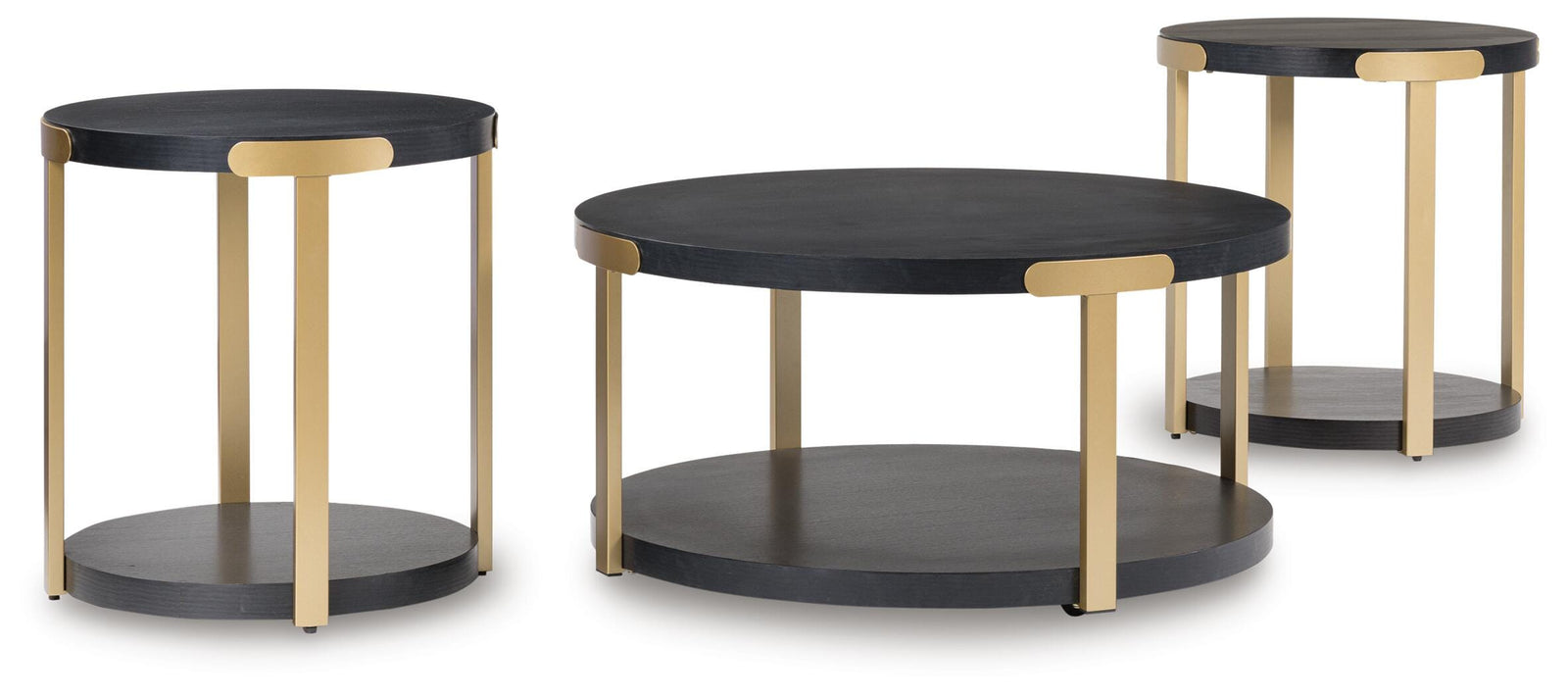 Shylore Table (Set of 3) - Black/Brass Finish (T410-SI)