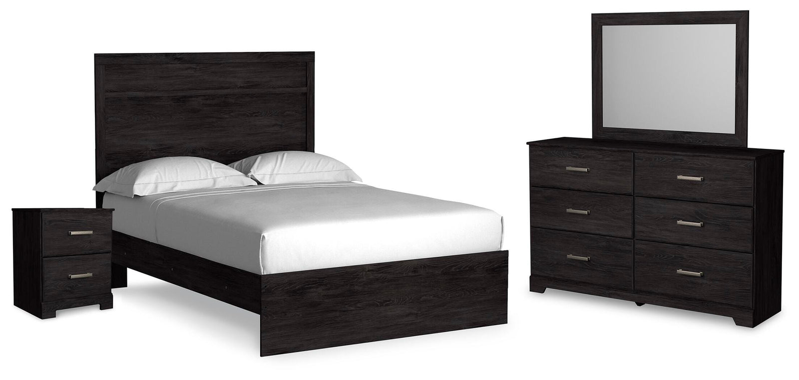 Belachime Panel Bed, Dresser, Mirror and Nightstand (B2589-SI)