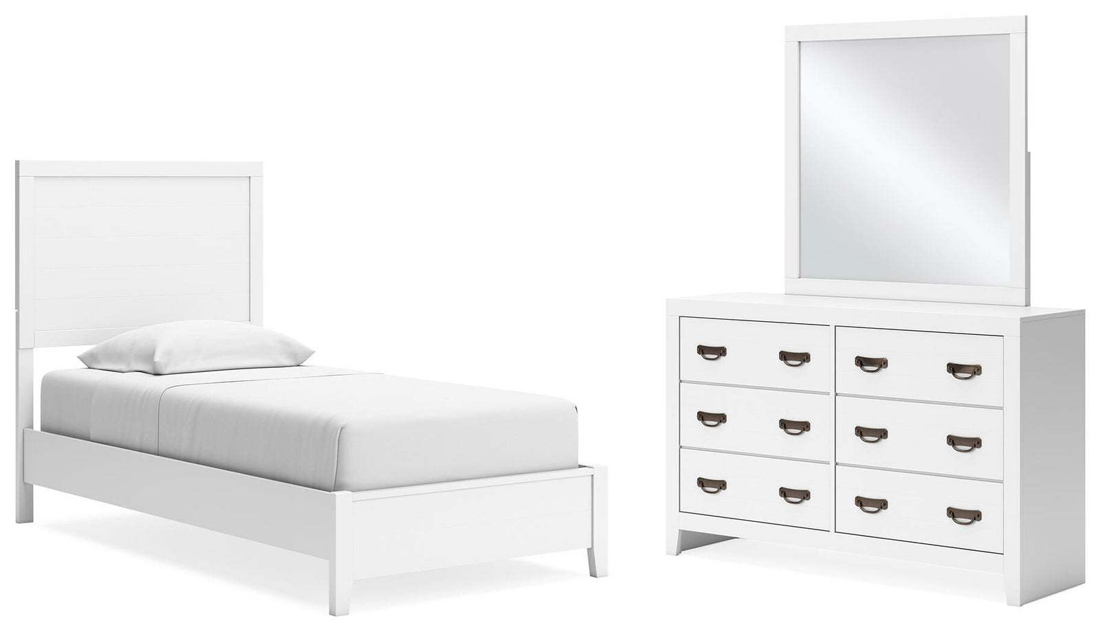 Binterglen Panel Bed, Dresser and Mirror - White (B427-SI)
