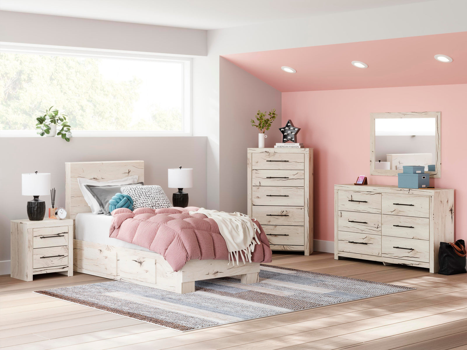 Lawroy Panel Bed with Storage, Dresser and Mirror - Light Natural (B2310-SI) - Image 14