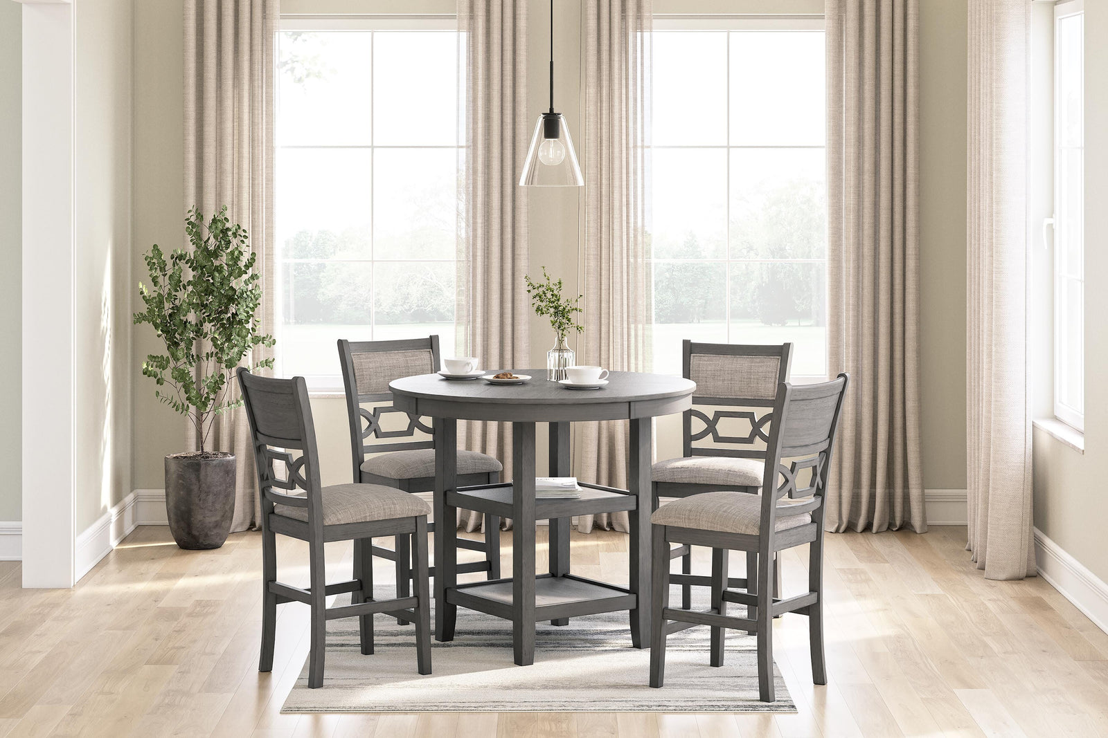 Wrenning Counter Height Dining Table and 4 Barstools (Set of 5) (D425-SI) - Image 3