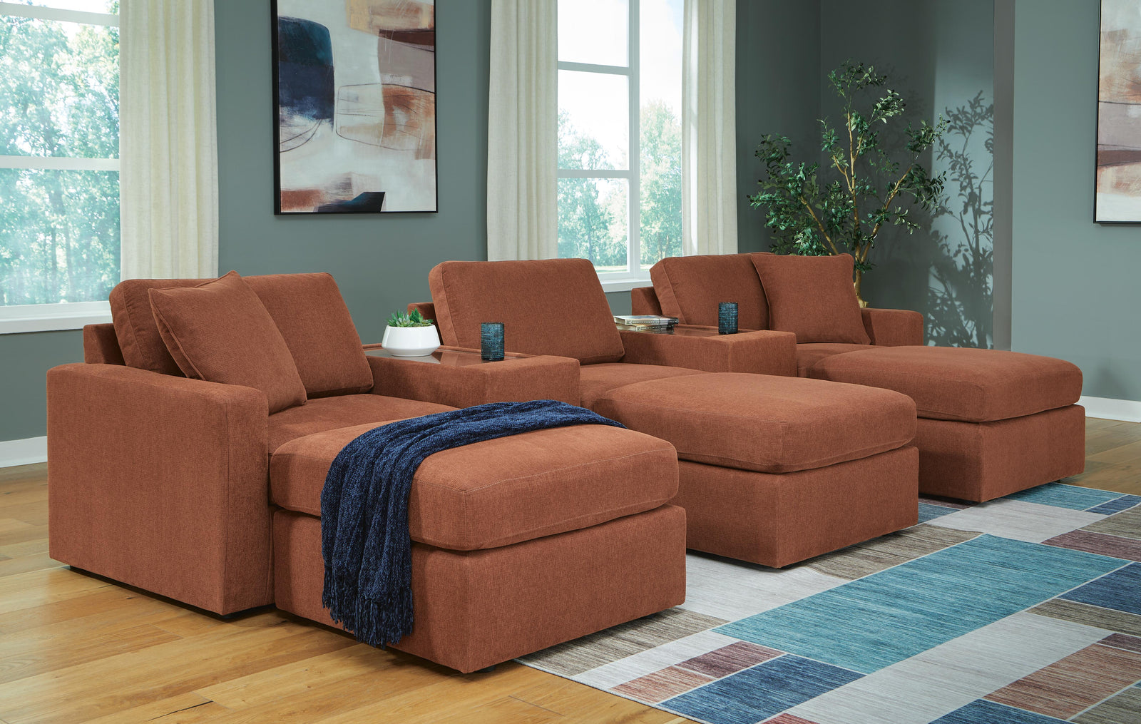 Modmax 5-Piece Sectional and 3 Ottomans (92102-SI) - Image 6